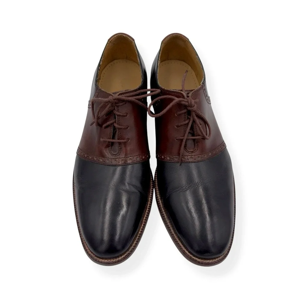 Cole Haan Williams II Leather Saddle Oxford Dress Shoes Men's 9.5 M Black Brown